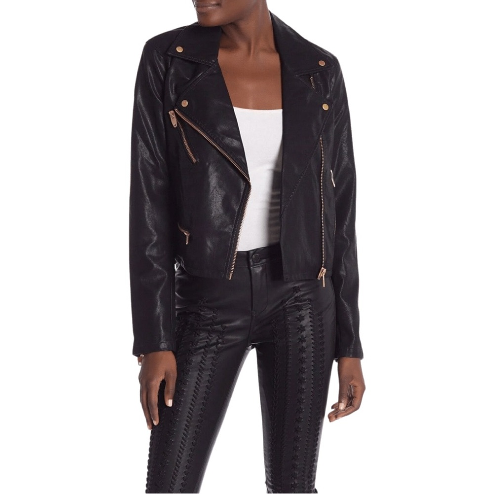NWOT BLANKNYC Denim Faux Leather Moto Jacket
